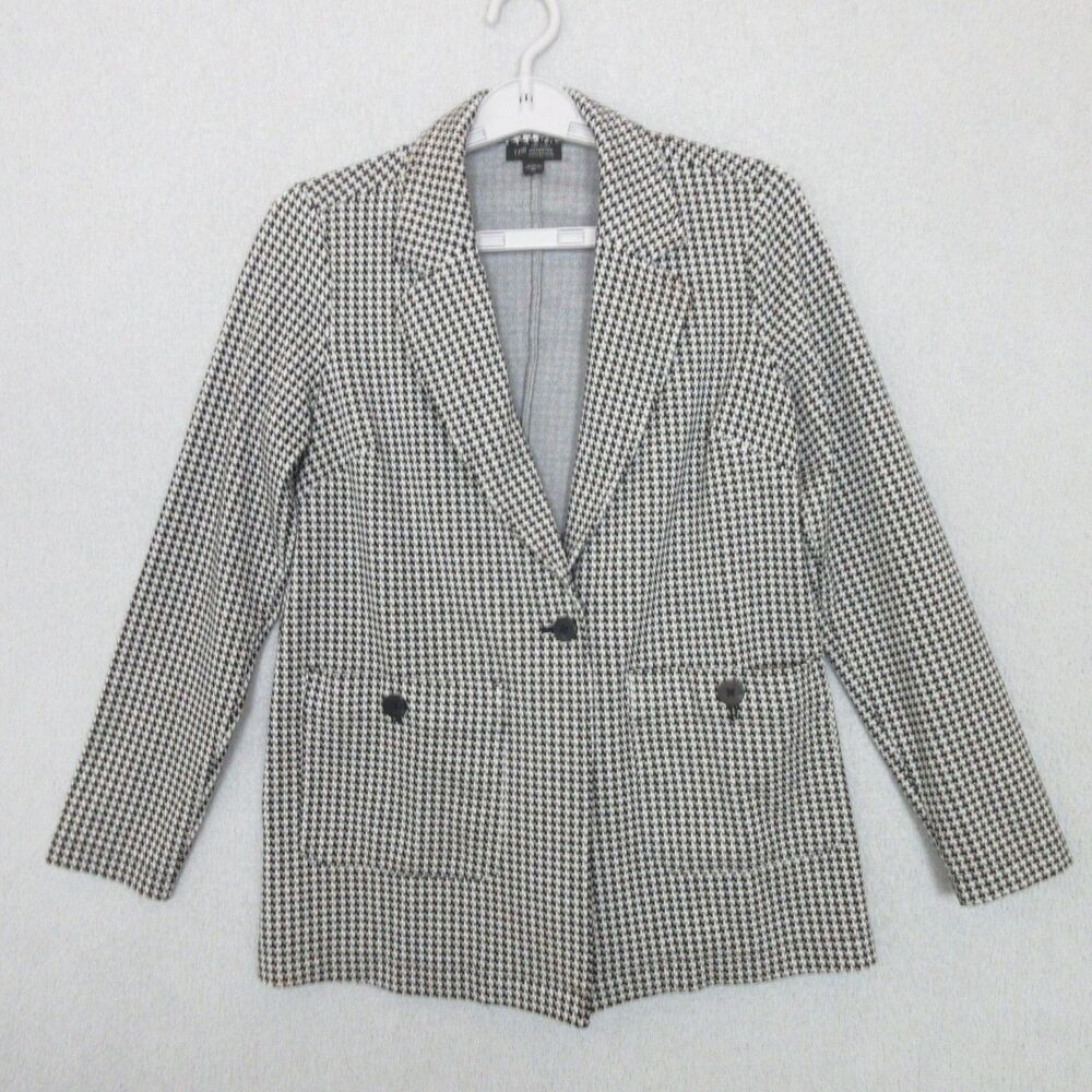 J. Jill Wearever Collection Blazer Jacket Womens XS Houndstooth Single Button